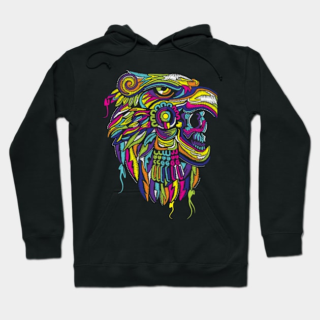 Eagle Warrior Emboridery Effect Mexican Art Hoodie by Velvet Love Design 